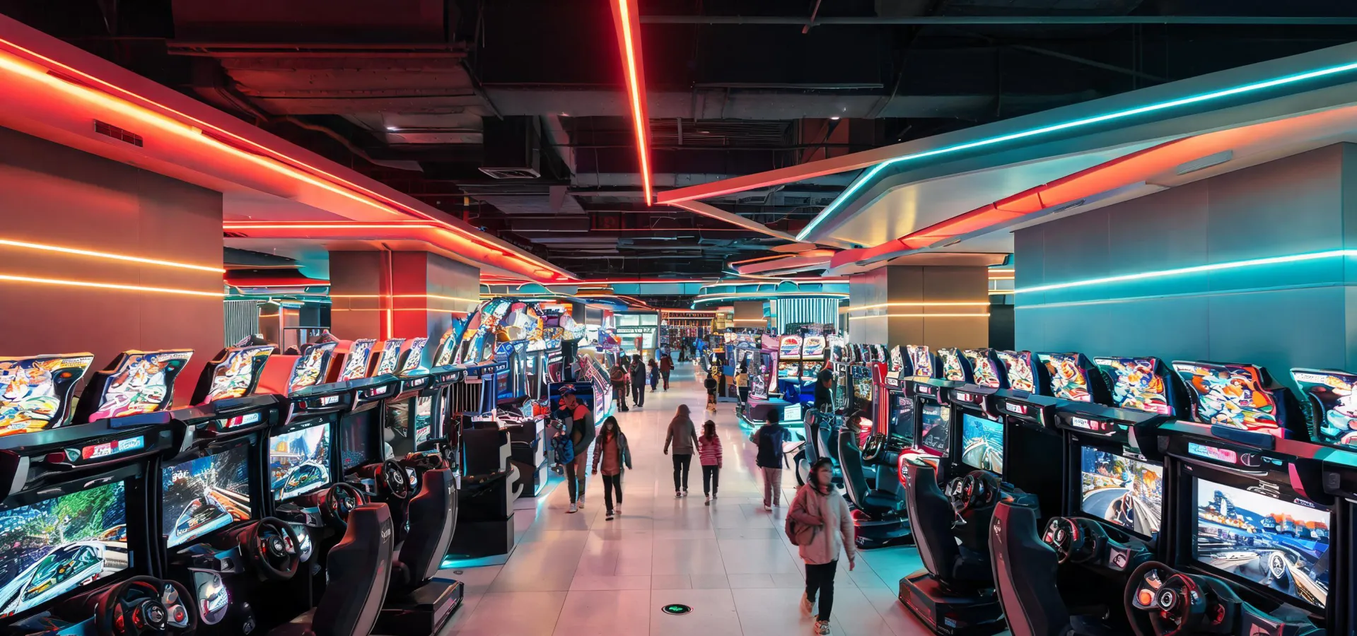 Commercial Raw Thrills arcade floor